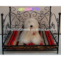 Luxury iron pet bed , Princess round pet bed with leopard mattress