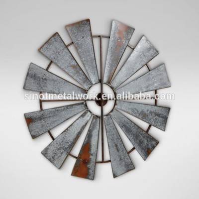 Farmhouse metal windmill wall decor 39 inch round gift rustic windmill blades