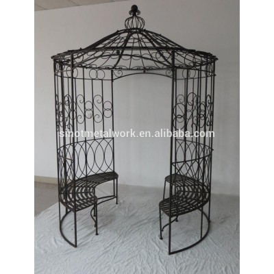 elegant wrought iron garden arbor gazebo with two beaches