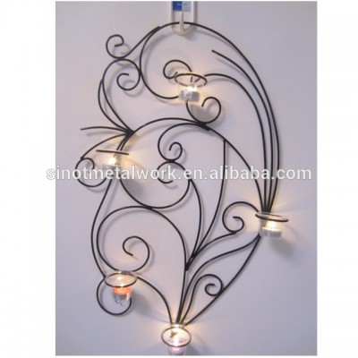 decorative wrought iron wall mounted candle holder