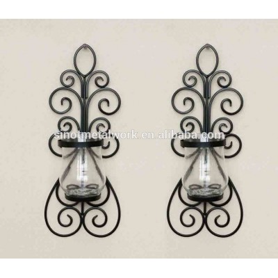 decorative metal iron wall hanging candle holder